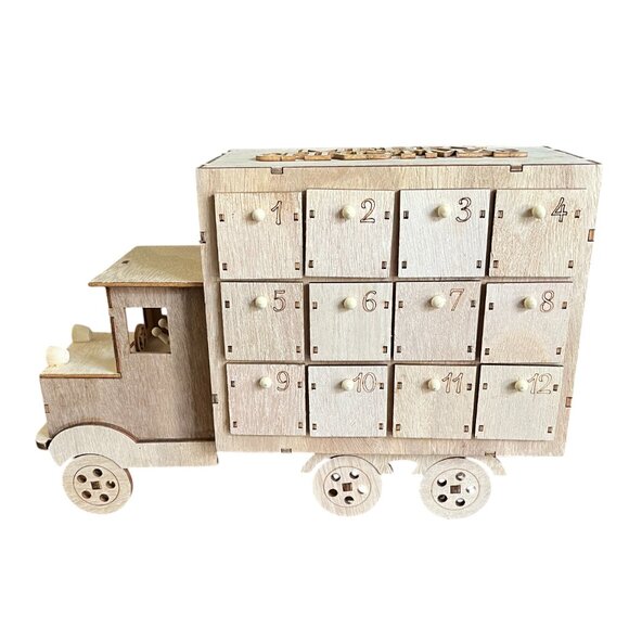 Hard to Find DIY Christmas Wooden Truck Advent Calendar NEW - Picture 1 of 8